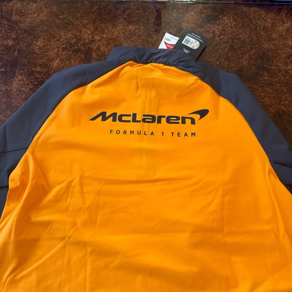 McLaren Men’s Zip-Up Pullover Sweater in Orange and Gray - Picture 6 of 8